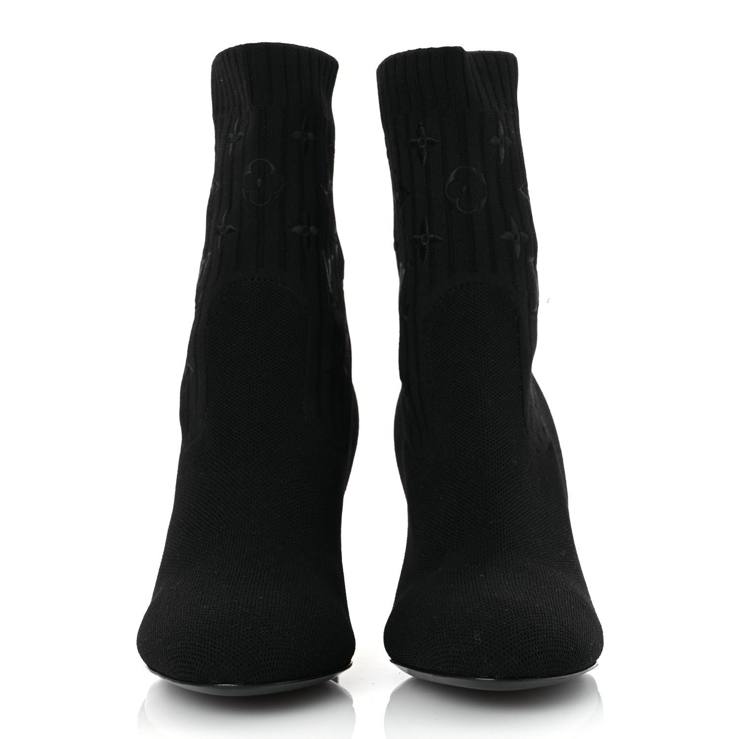 Louis Vuitton Monogram Stretch Fabric Silhouette Ankle Boots 37.5 Black 3 of 10