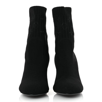 Louis Vuitton Monogram Stretch Fabric Silhouette Ankle Boots 37.5 Black 3 of 10