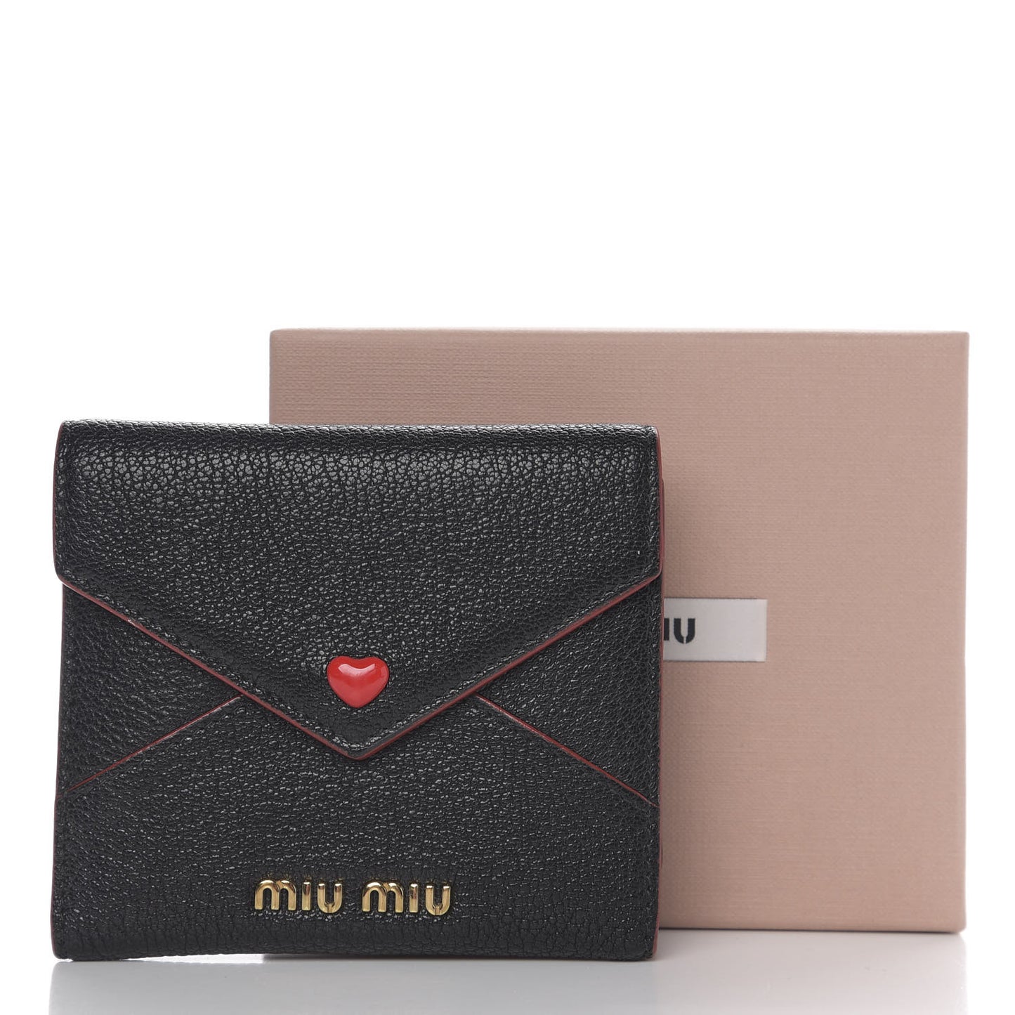 Goatskin Madras Love Compact Wallet Black