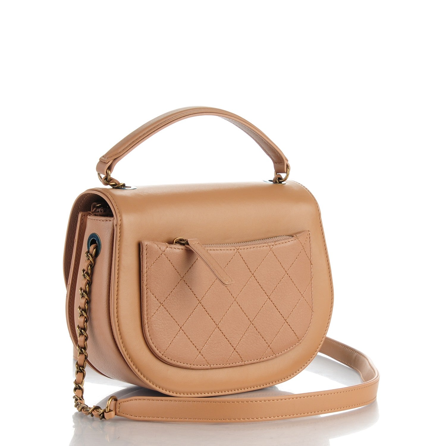 Chanel Shiny Calfskin Goatskin Quilted Small Coco Curve Messenger Flap Beige 3 of 8