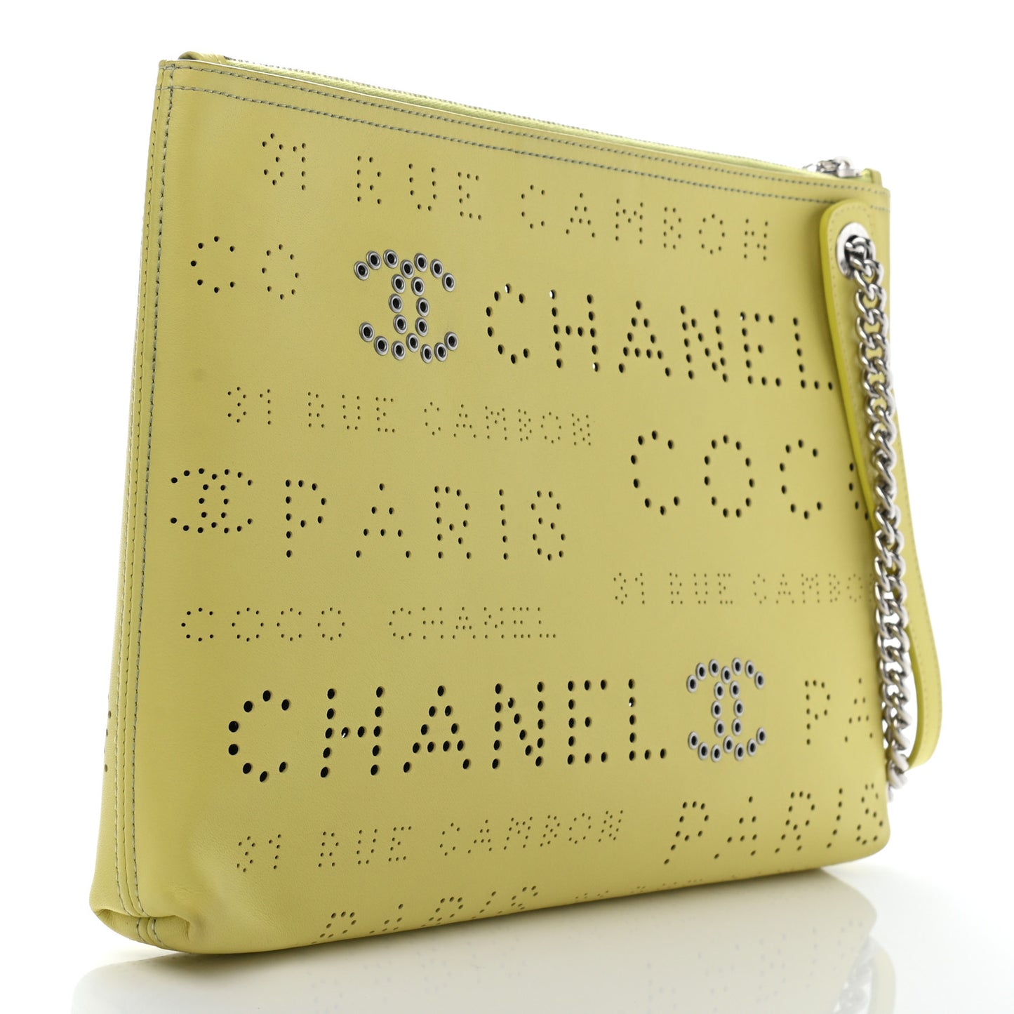 Calfskin Eyelets Clutch Yellow