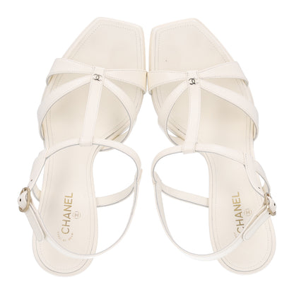 Chanel Lambskin Logo Platform Sandals 39 Black 3 of 10