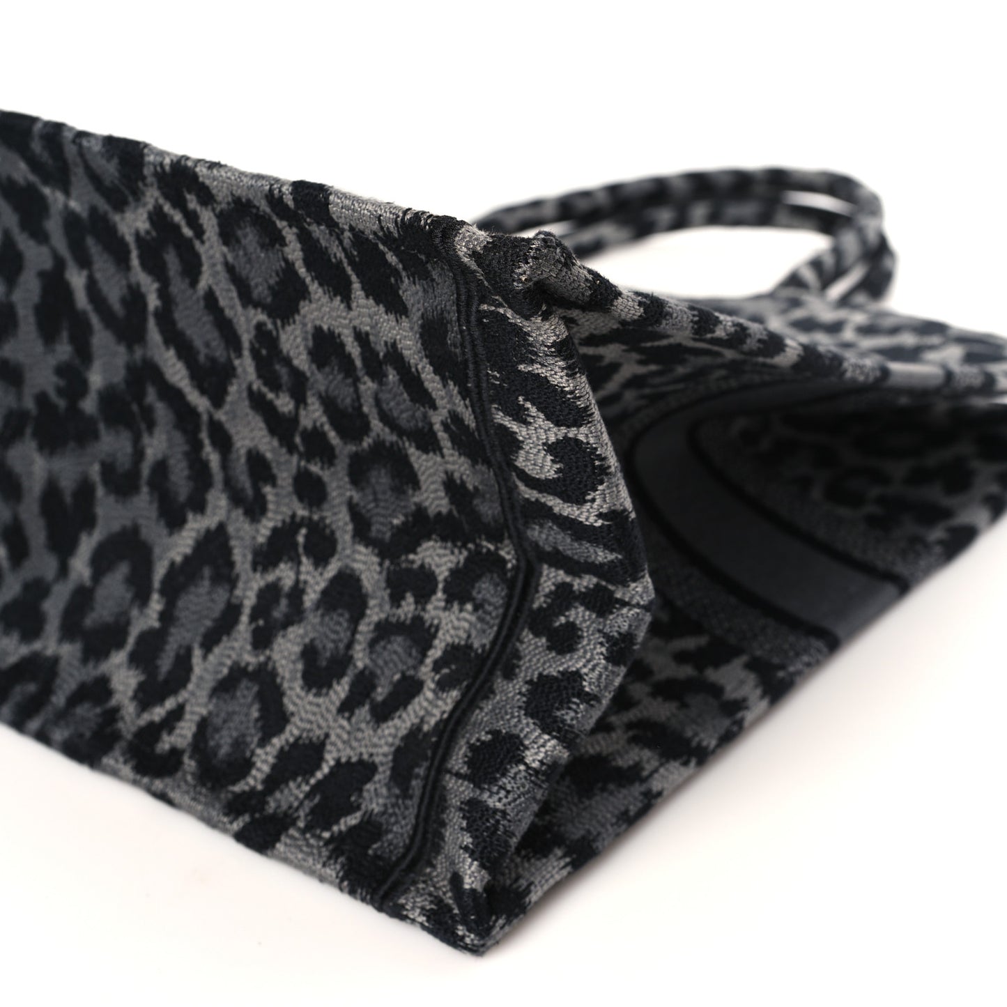 Canvas Mizza Embroidered Large Leopard Book Tote Grey