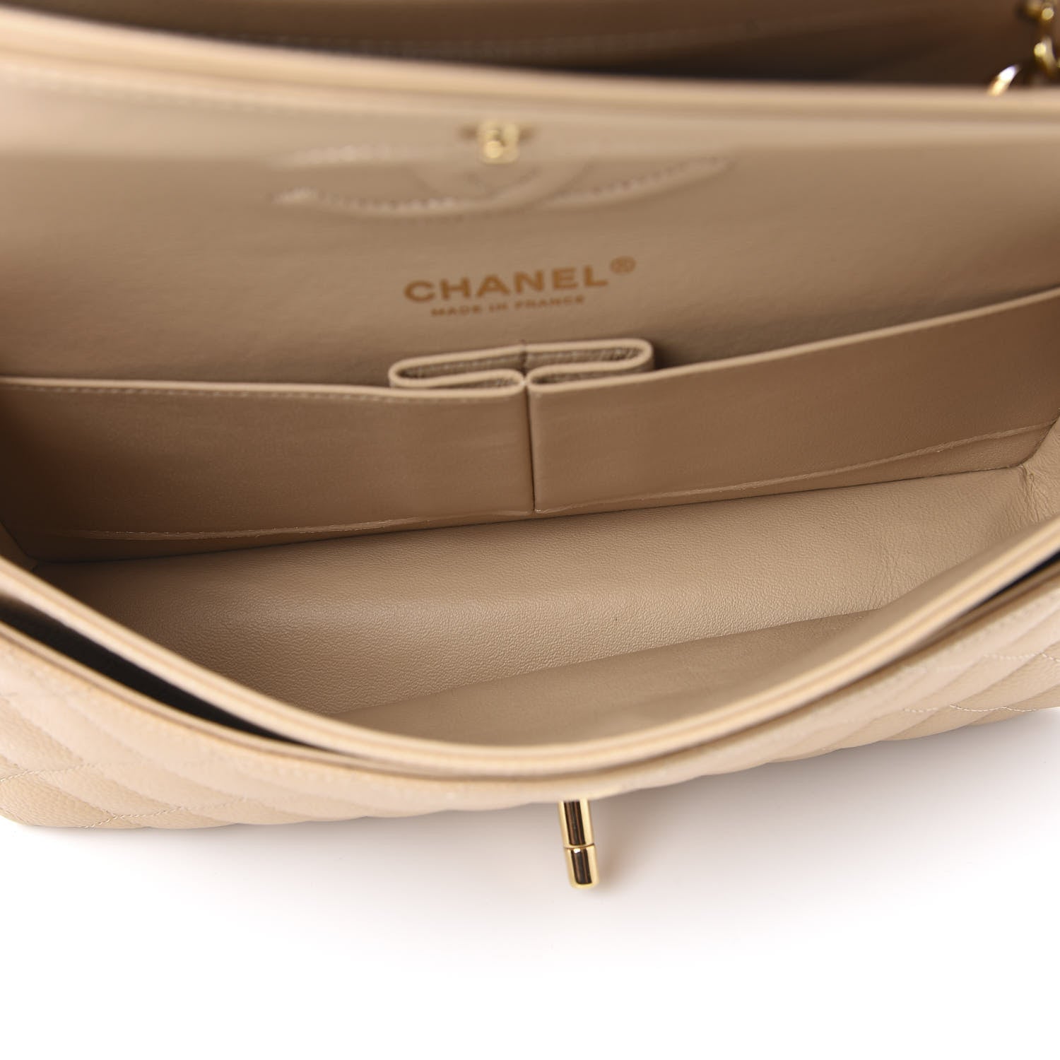 Chanel Caviar Quilted Medium Double Flap Light Beige 5 of 10