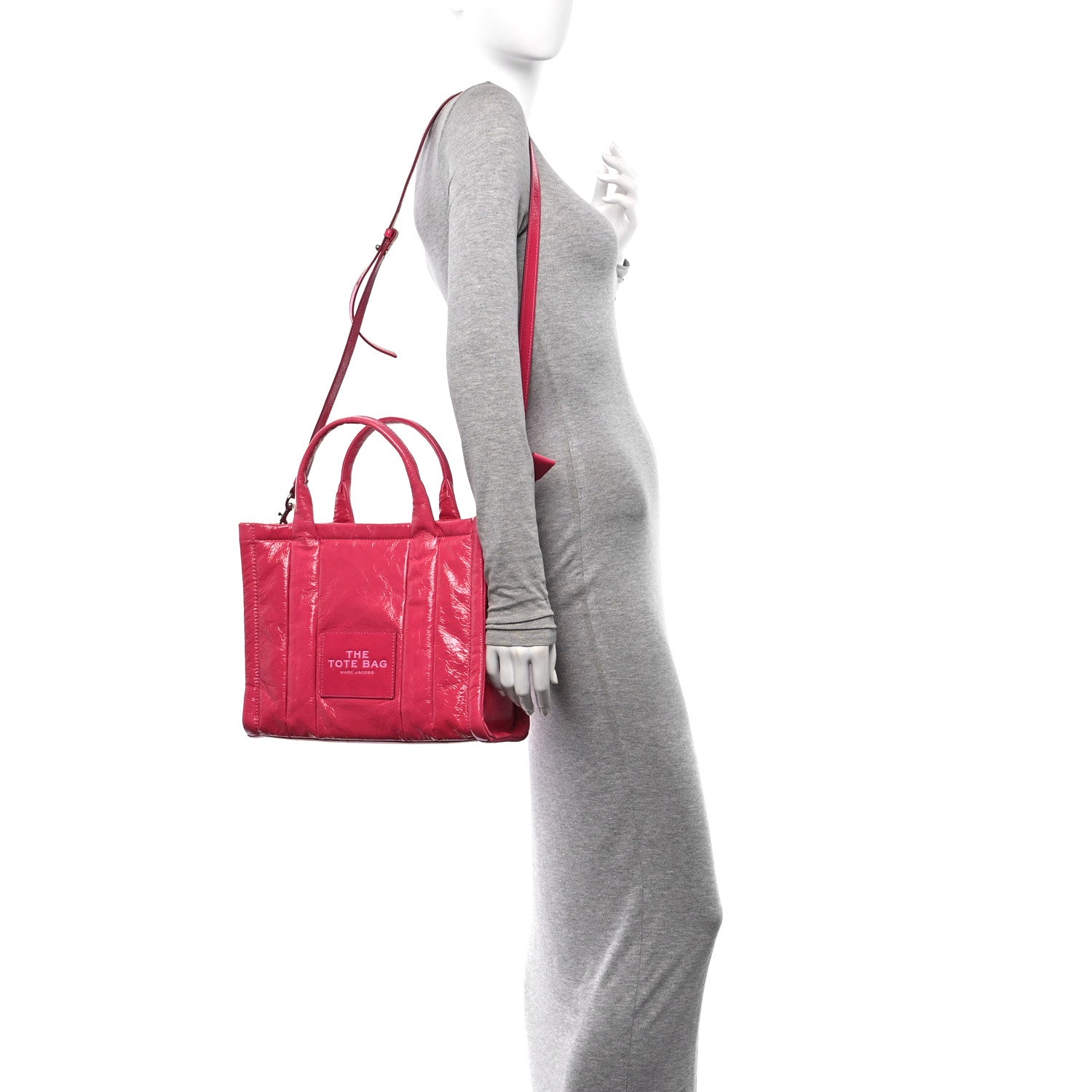 Marc Jacobs Shiny Crinkled Calfskin The Tote Bag Pink 2 of 10
