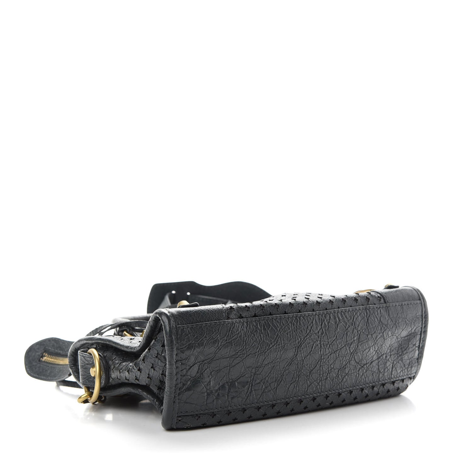 Agneau Stadio Laser Cut Cross Classic Gold Hardware Mini City Black