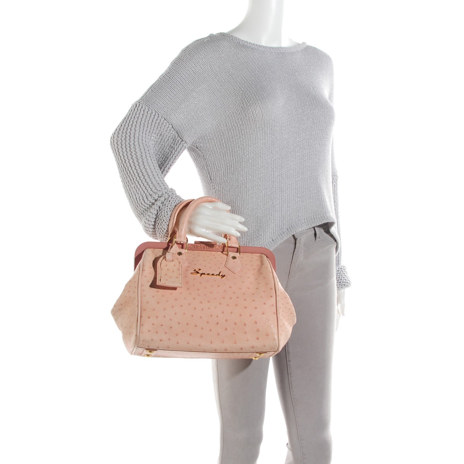 Louis Vuitton Ostrich Frame Speedy Pink 2 of 7