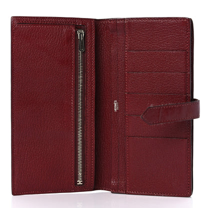 Hermes Chèvre Mysore Bearn Gusset Wallet Rouge H 5 of 16
