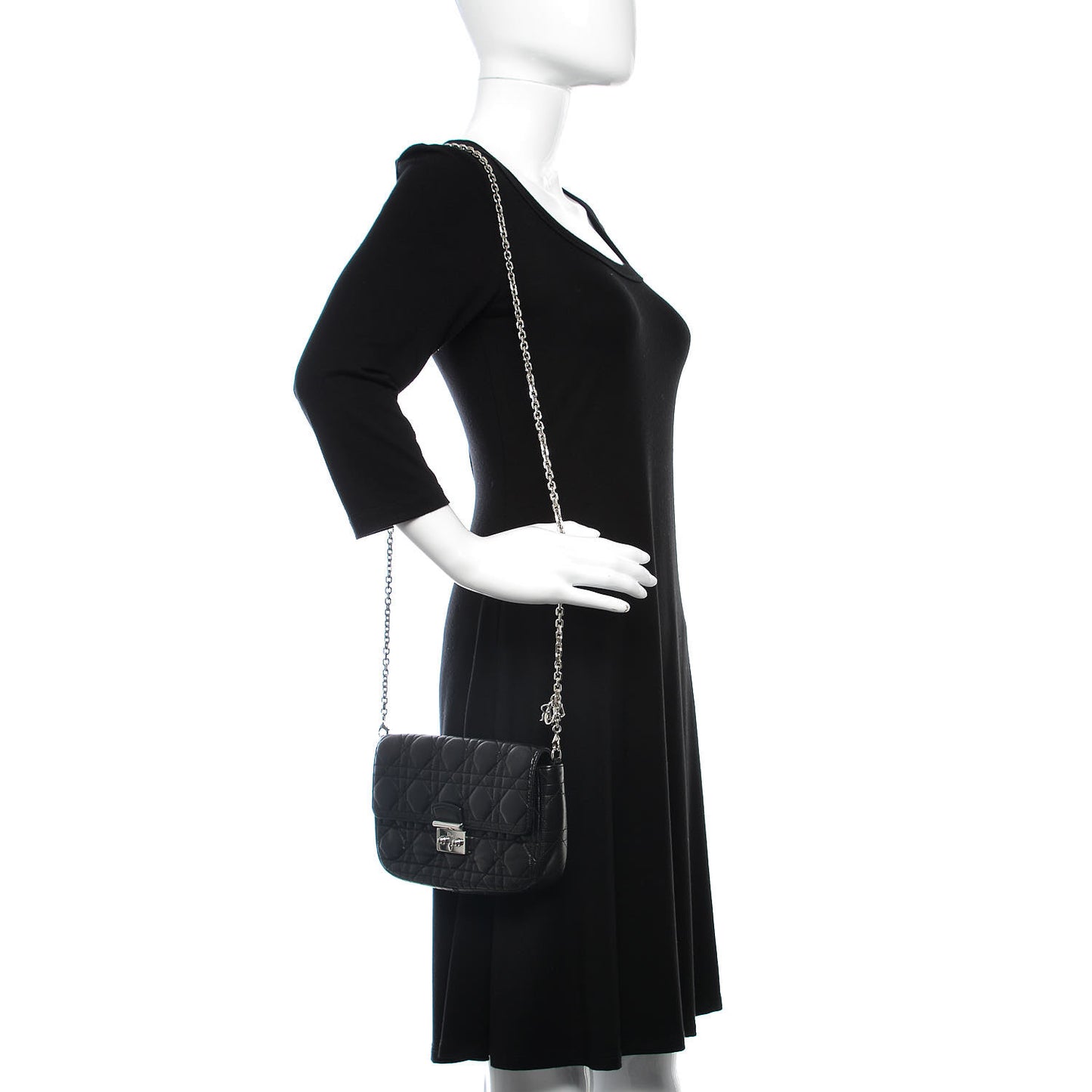 Lambskin Cannage Miss Dior Promenade Pouch Black