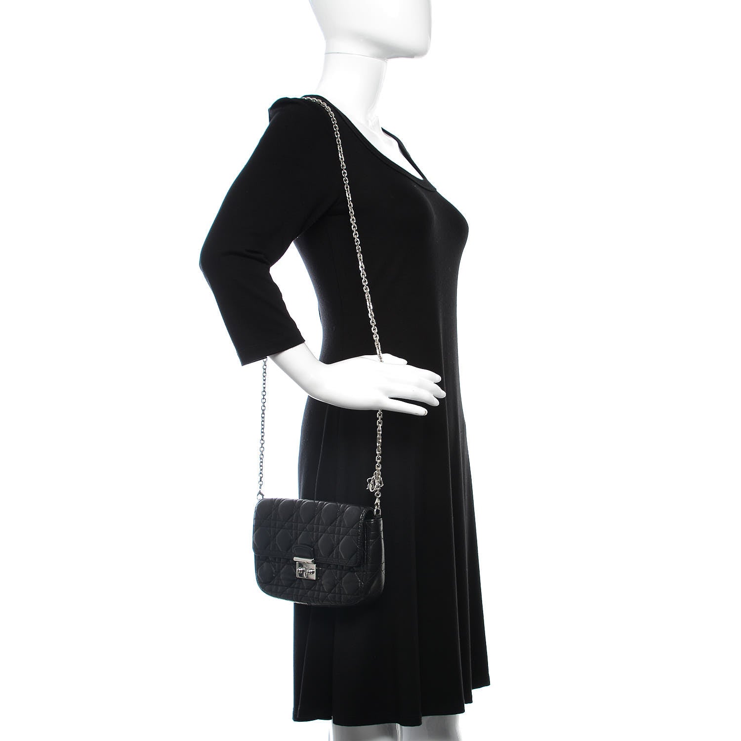 Christian Dior Lambskin Cannage Miss Dior Promenade Pouch Black 2 of 11