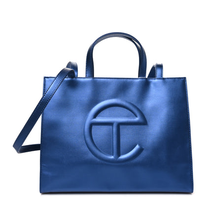 Telfar Metallic Vegan Leather Medium Shopping Bag Cobalt 1 of 9