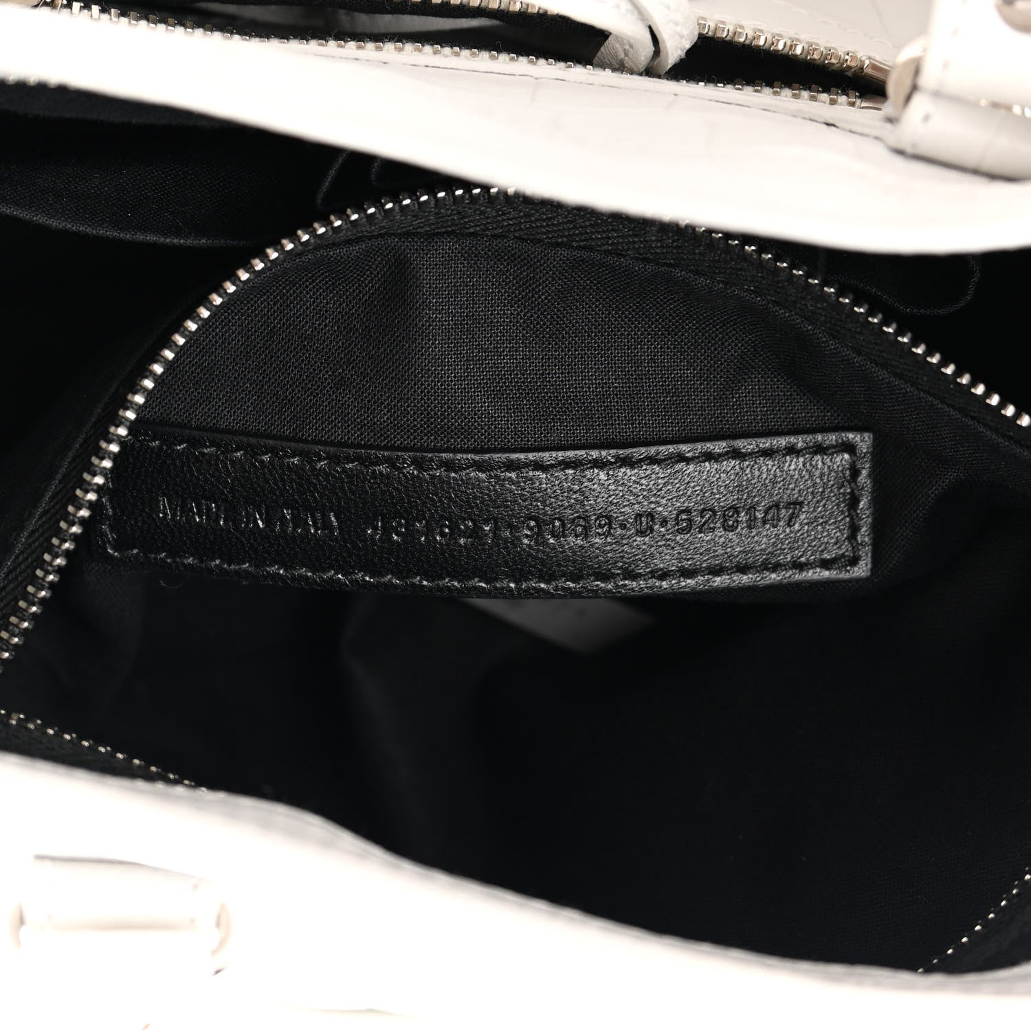 Balenciaga Matte Supple Lambskin Crocodile Embossed Classic Silver Hardware S City White 7 of 15