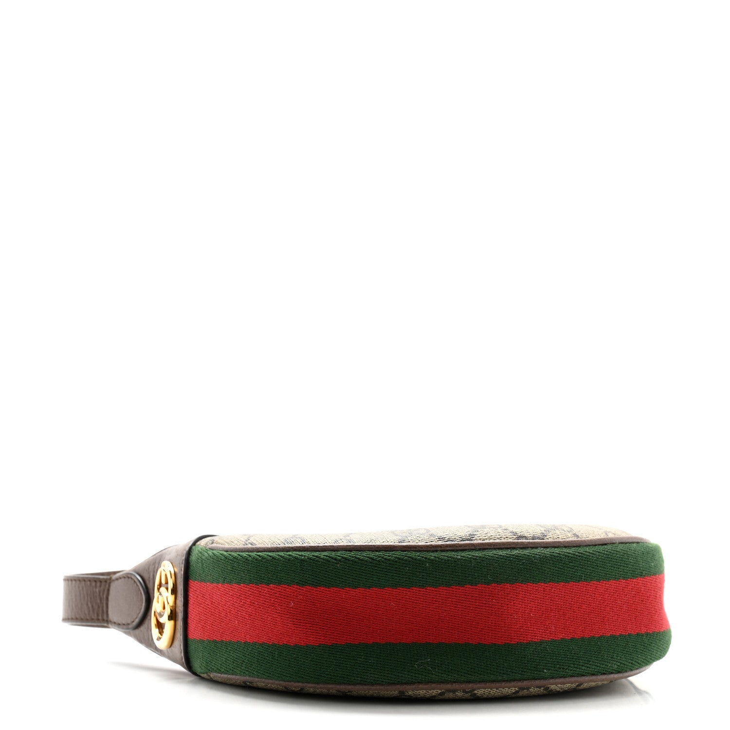 Gucci GG Supreme Monogram Textured Calfskin Web Mini Ophidia Half Moon Hobo Beige Ebony New Acero 4 of 11