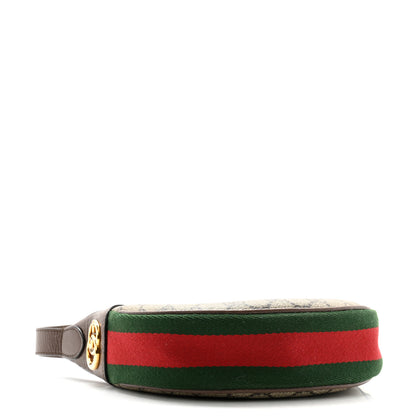 Gucci GG Supreme Monogram Textured Calfskin Web Mini Ophidia Half Moon Hobo Beige Ebony New Acero 4 of 11