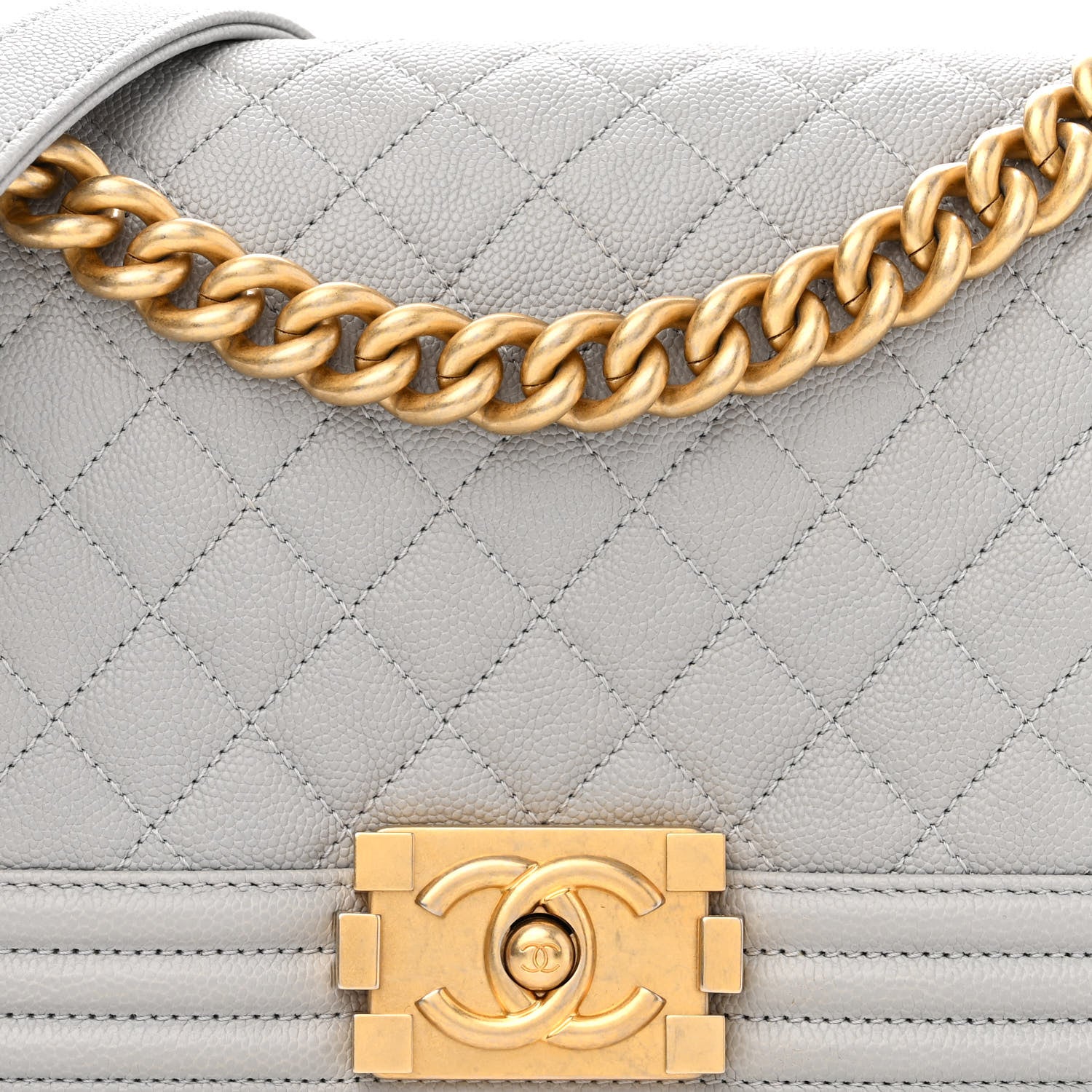 Chanel Caviar Quilted Medium Boy Flap Light Grey 8 of 10