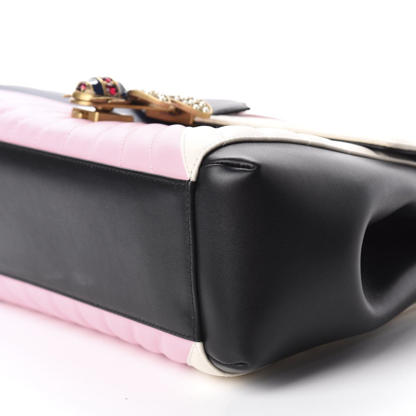 Calfskin Bamboo Trapuntata Queen Margaret Top Handle Bag Blue Agata Hibiscus Red Mystic White Sugar Pink