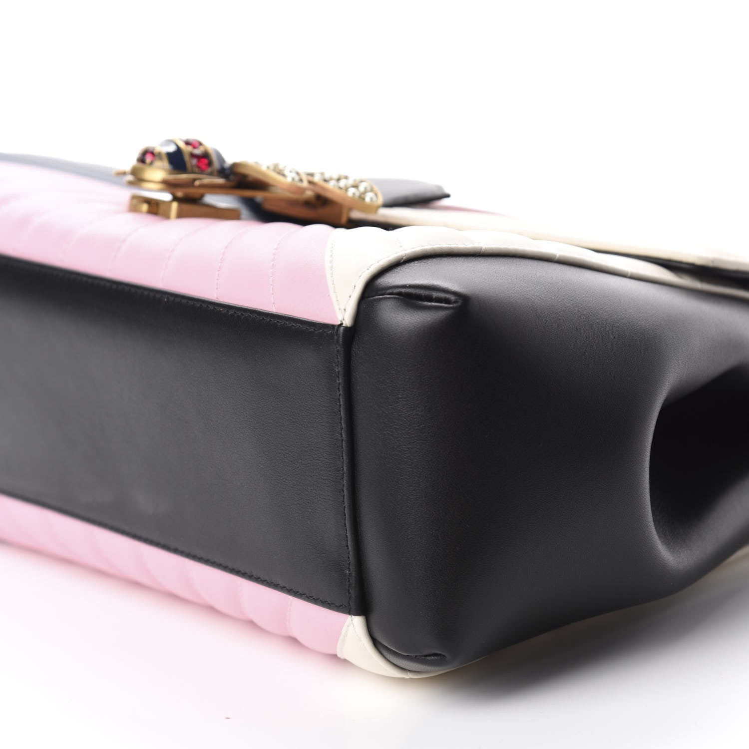 Gucci Calfskin Bamboo Trapuntata Queen Margaret Top Handle Bag Blue Agata Hibiscus Red Mystic White Sugar Pink 8 of 11