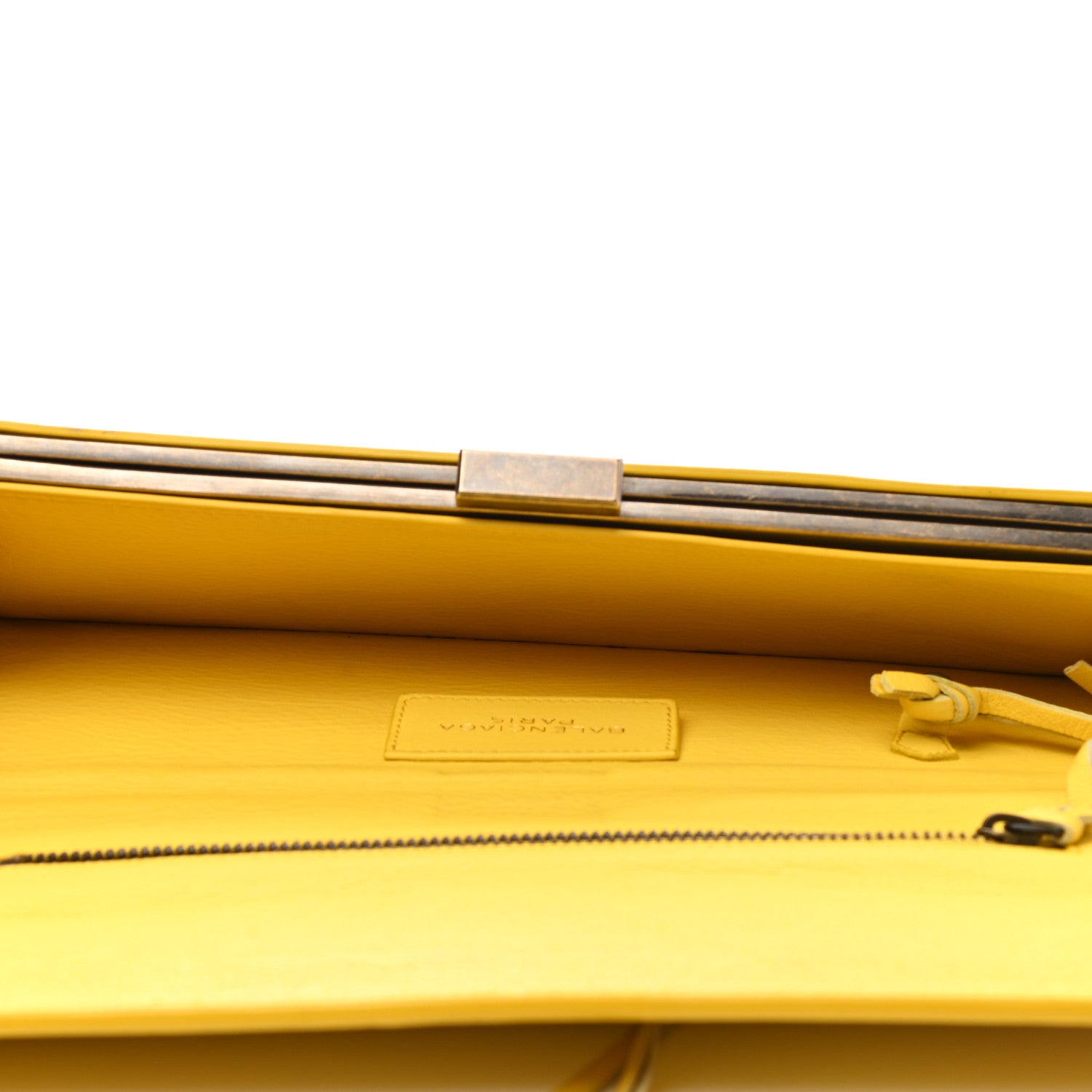 Balenciaga Calfskin Papier Wand Clutch Yellow 5 of 10