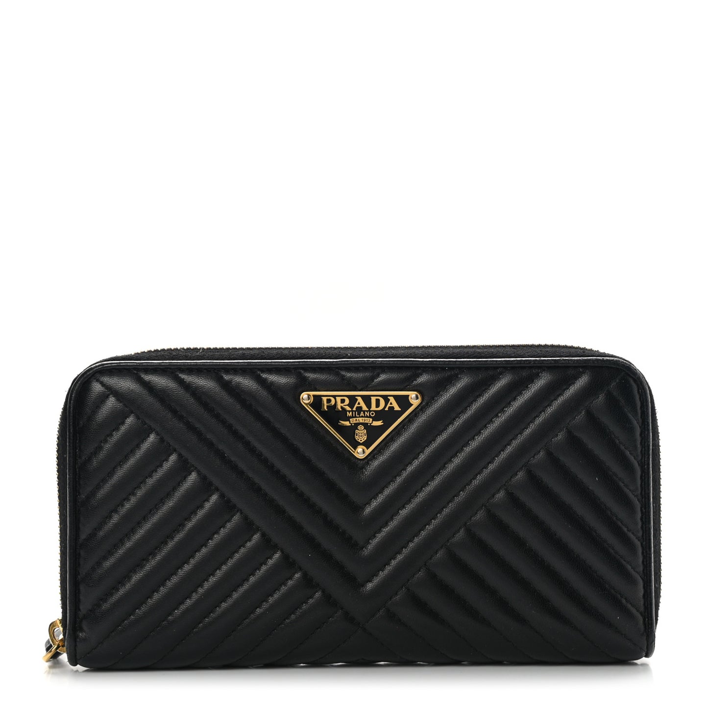 Nappa Impunture Zip Around Wallet Black