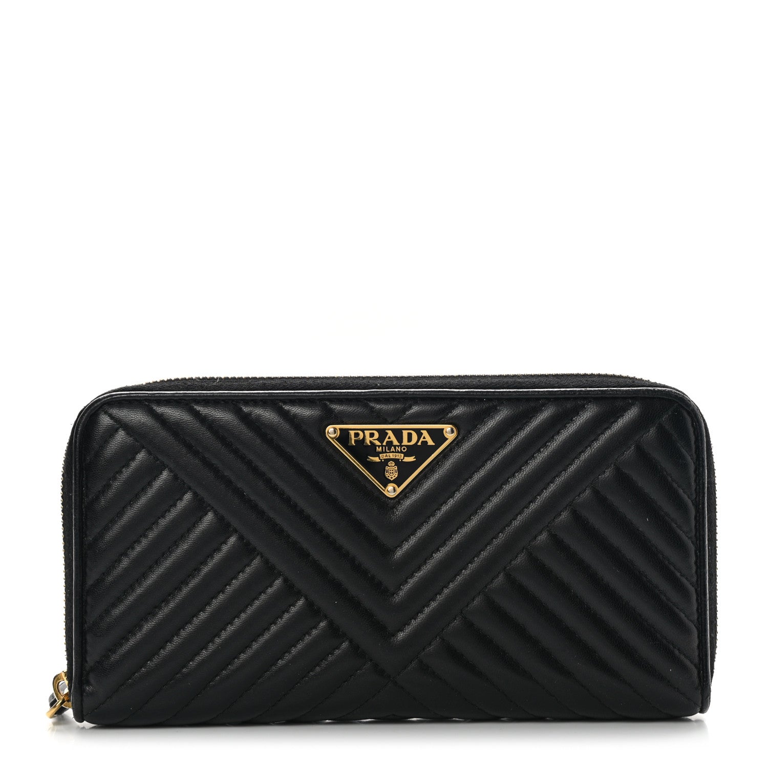 Prada Nappa Impunture Zip Around Wallet Black 1 of 13