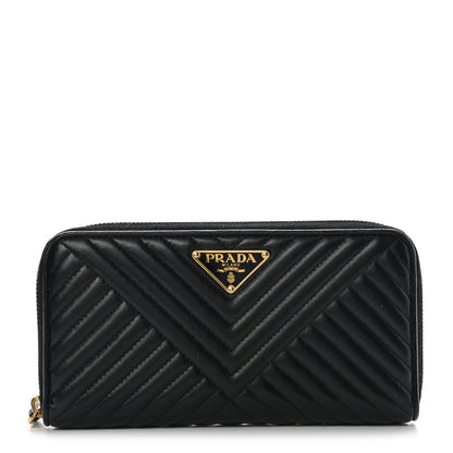 Prada Nappa Impunture Zip Around Wallet Black 1 of 13
