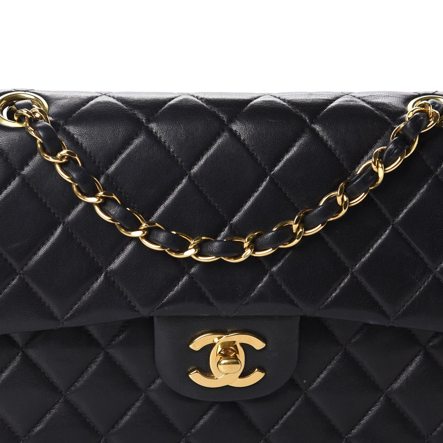 Lambskin Quilted Small Double Flap Black