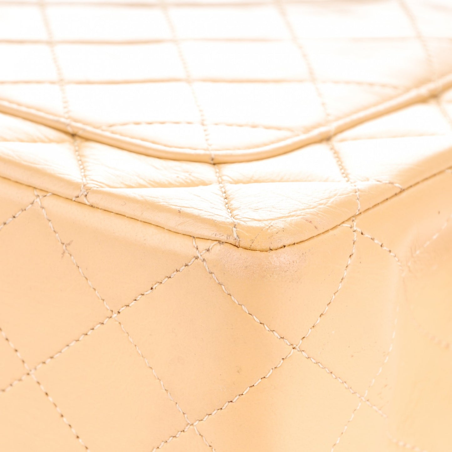 Lambskin Quilted Medium Double Flap Beige
