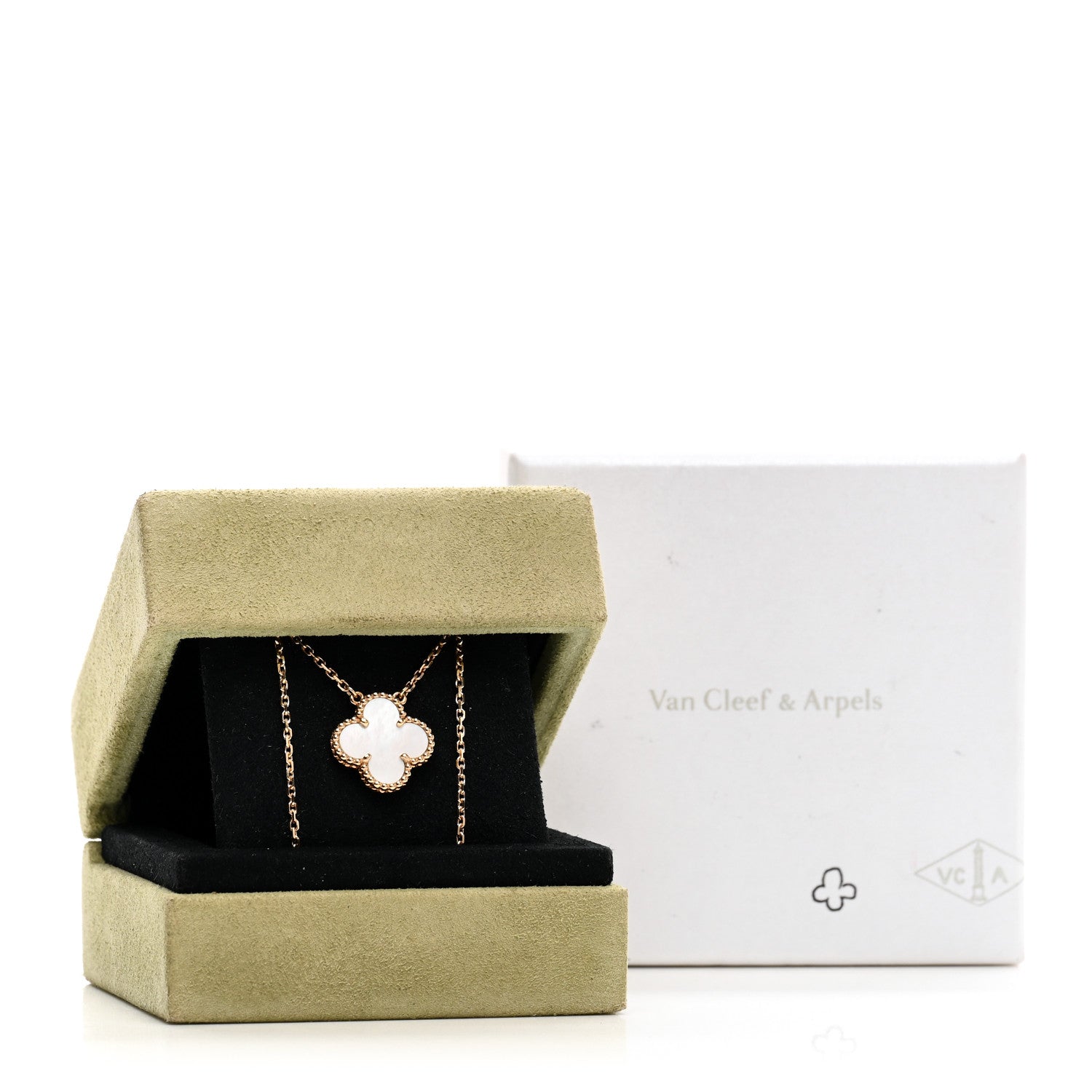 Van Cleef & Arpels 18K Yellow Gold Mother of Pearl Vintage Alhambra Pendant Necklace 5 of 5