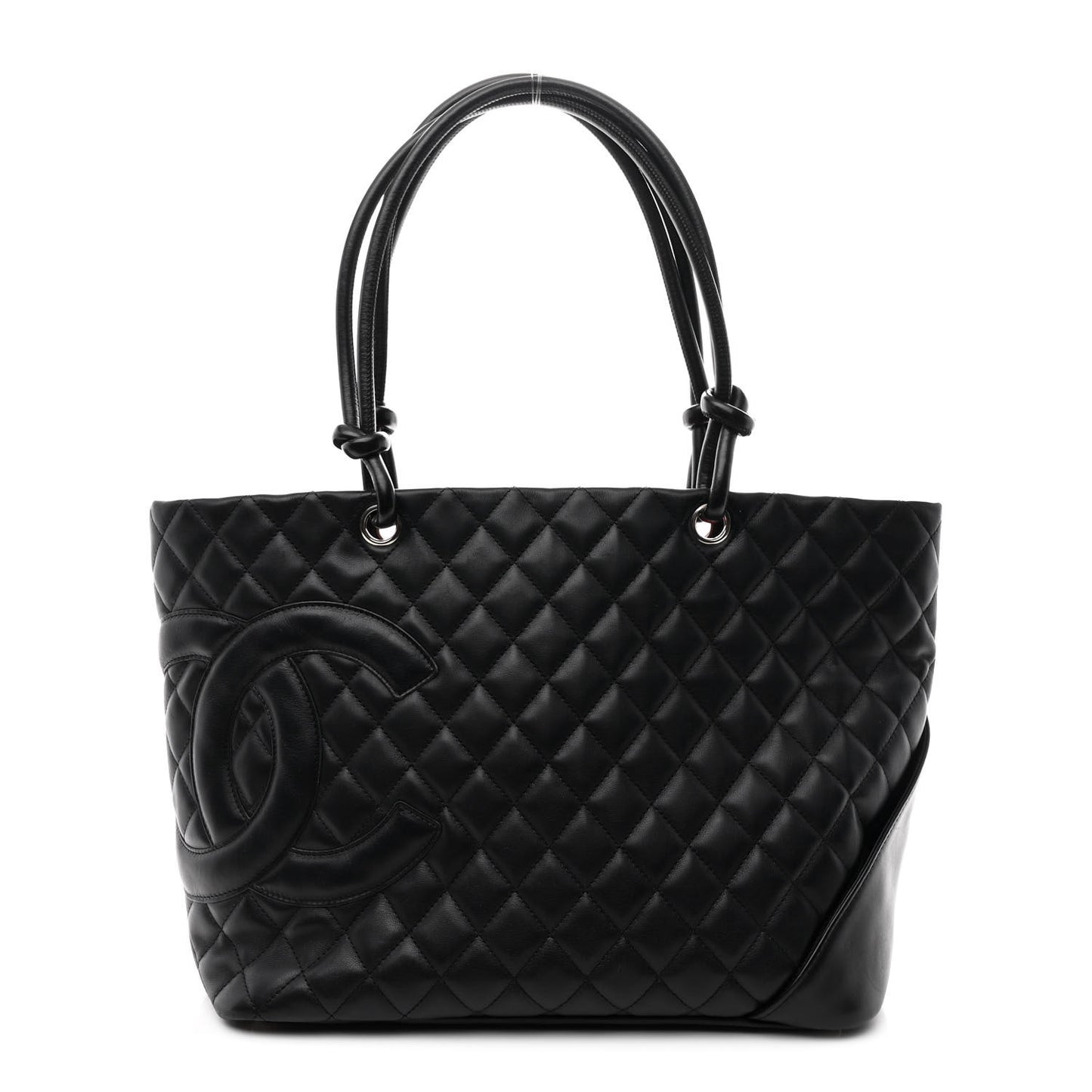 Calfskin Quilted Large Cambon Tote Black