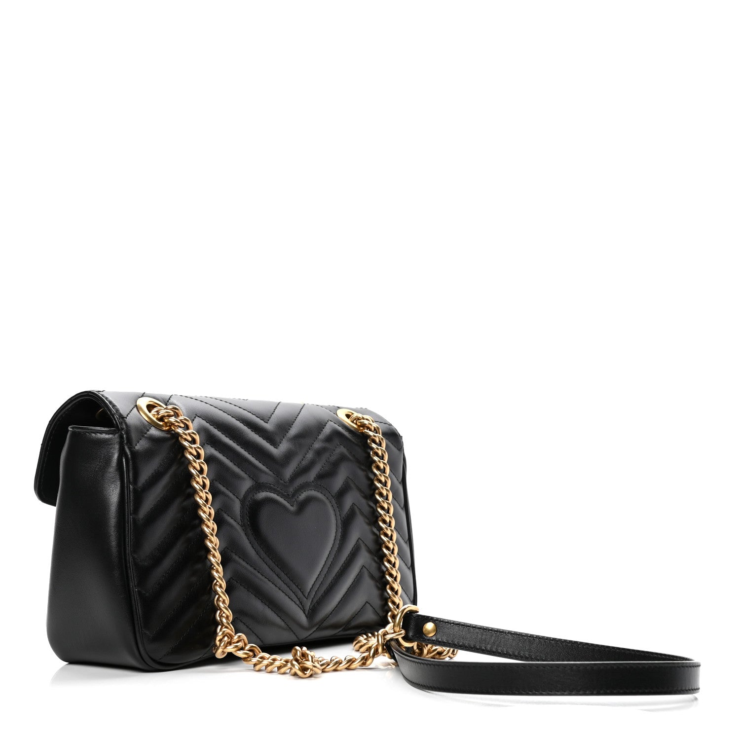 Gucci Calfskin Matelasse Small GG Marmont Shoulder Bag Black 2 of 4