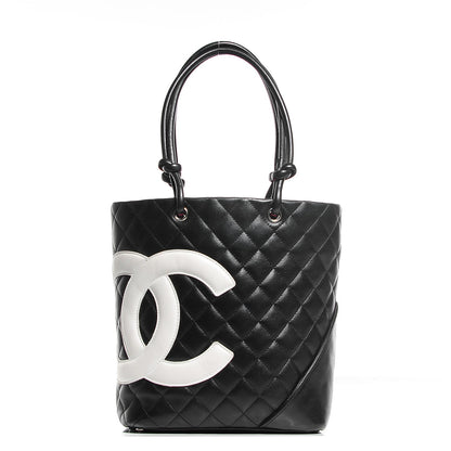 Chanel Calfskin Quilted Medium Cambon Tote Black White 1 of 7