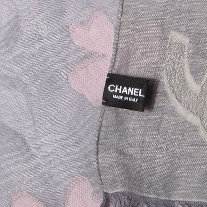 Chanel Linen Cotton Wool CC Clover Scarf Grey 6 of 7