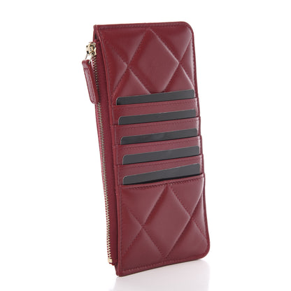 Chanel Shiny Goatskin Quilted 19 Flat Wallet Pouch Red 2 of 7