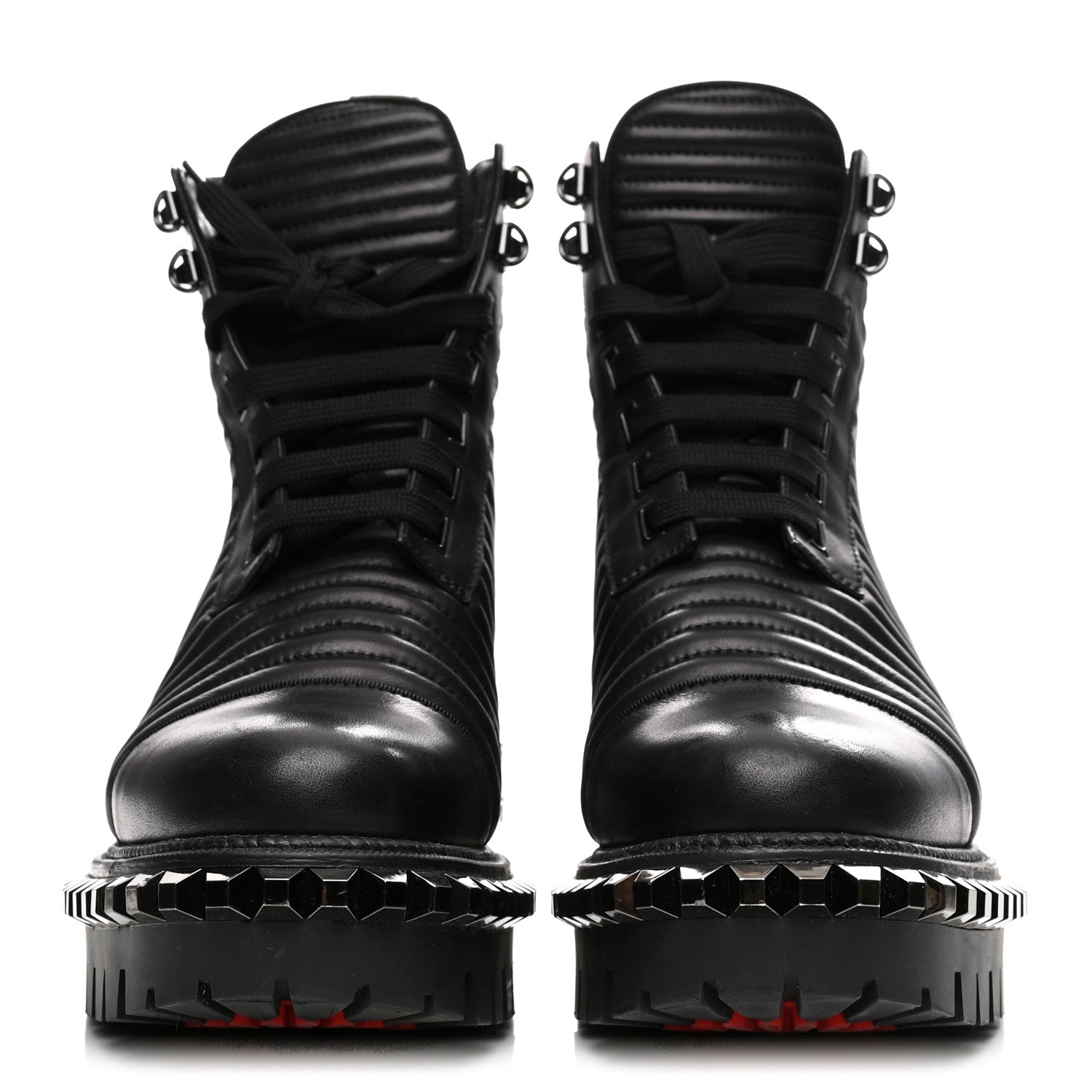 Christian Louboutin Calfskin Quilted Yetota Combat Boots 37 Black 3 of 8