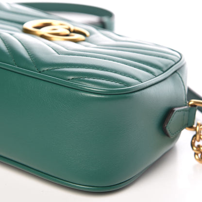 Gucci Calfskin Matelasse Small GG Marmont Chain Shoulder Bag Emerald Green 9 of 10