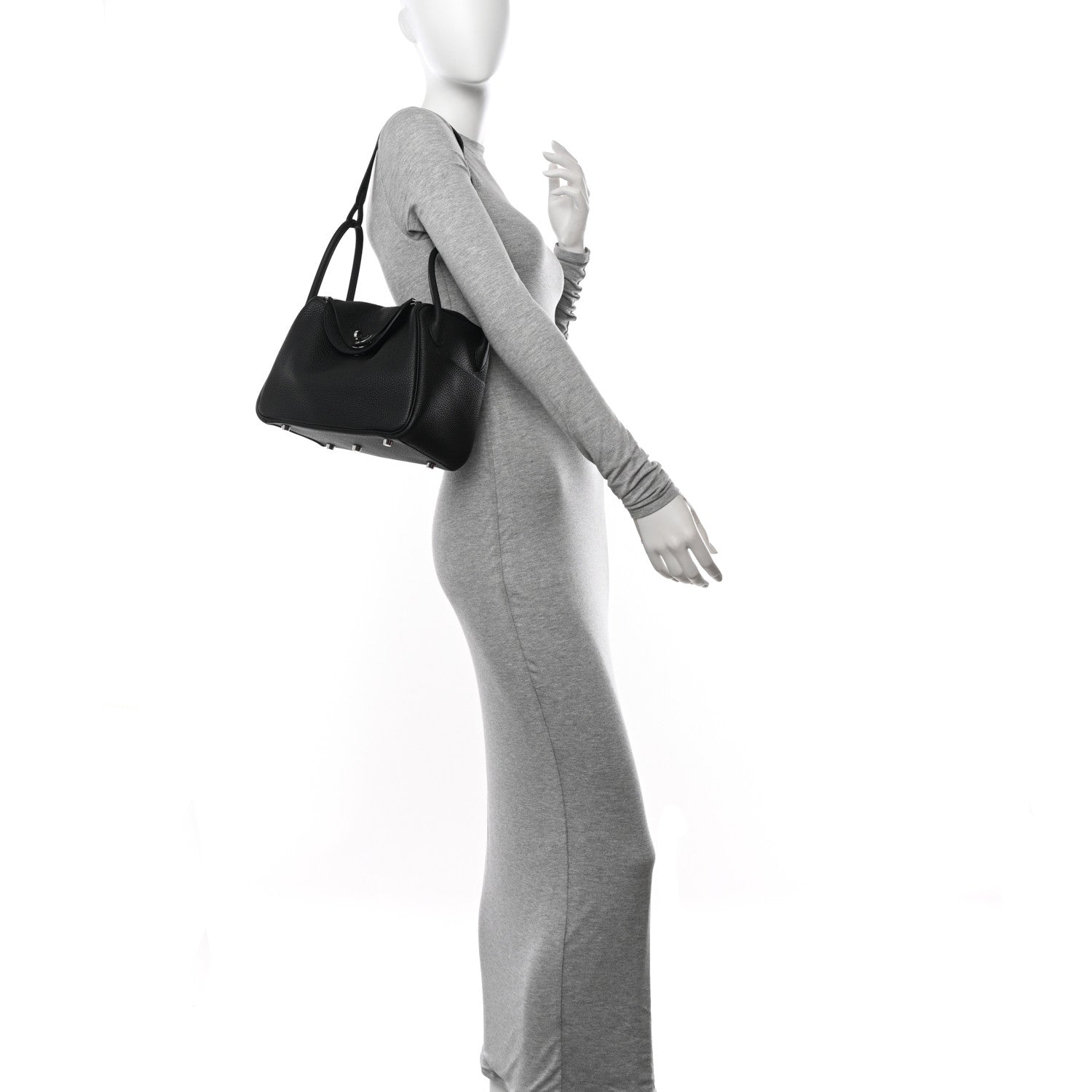 Hermes Taurillon Clemence Lindy 26 Black 2 of 11