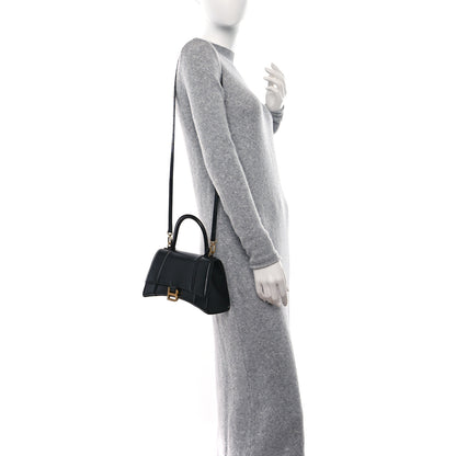 Balenciaga Shiny Box Calfskin Small Hourglass Top Handle Bag Black 2 of 10