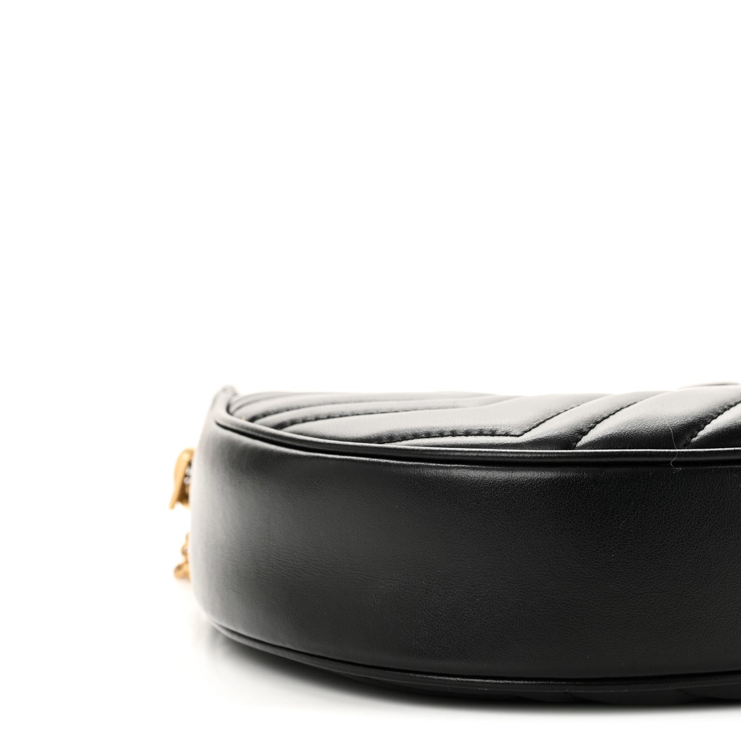 Calfskin Matelasse Chevron Mini GG Marmont Half Moon Hobo Black