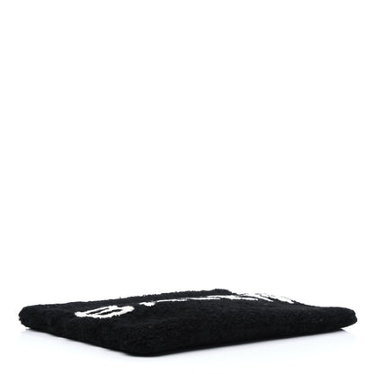 Balenciaga Sheepskin Shearling Contrasted Logo Large Zip Pouch Black 4 of 13