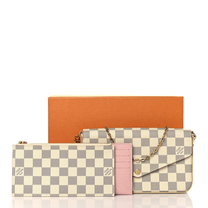 Louis Vuitton Damier Azur Pochette Felicie Chain Wallet Rose Ballerine 11 of 11