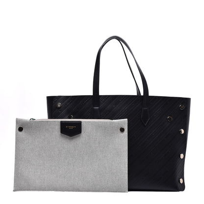 Givenchy Calfskin Chain Embossed Medium Bond Shopper Tote Black 1 of 8