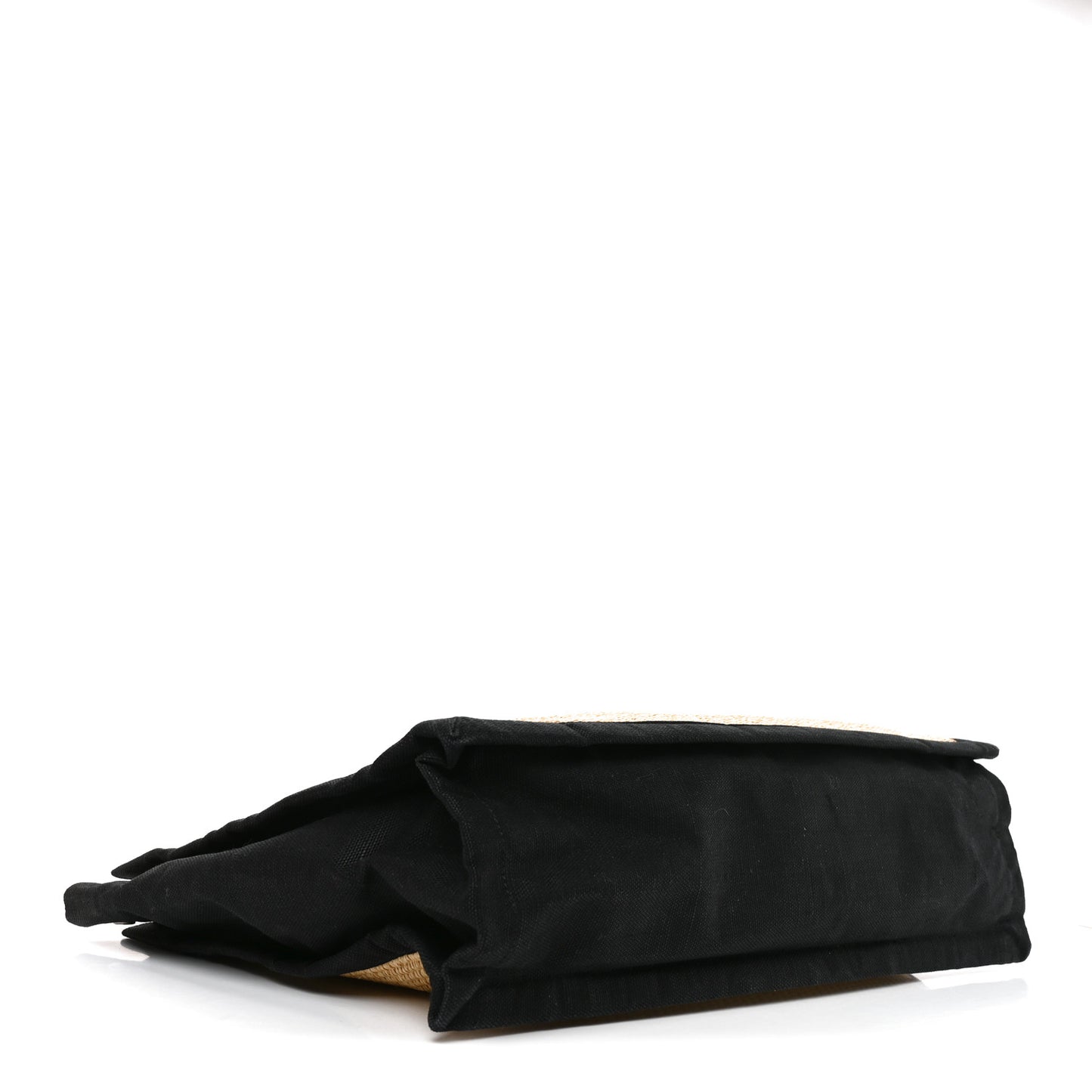 Raffia Linen Calfskin Rive Gauche Tote Naturale Black