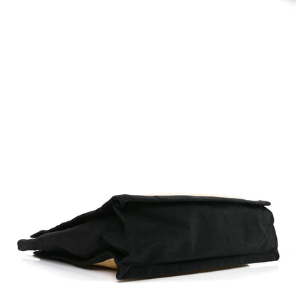Saint Laurent Raffia Linen Calfskin Rive Gauche Tote Naturale Black 4 of 10
