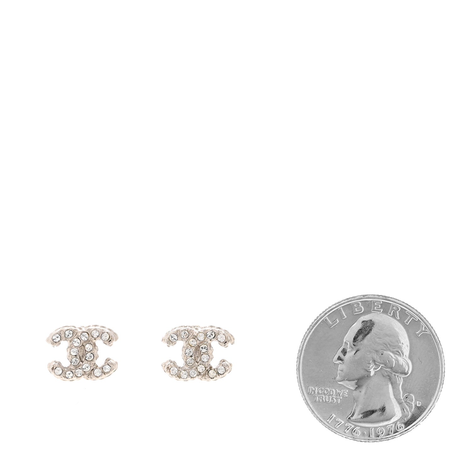Chanel Crystal CC Earrings Silver 2 of 4