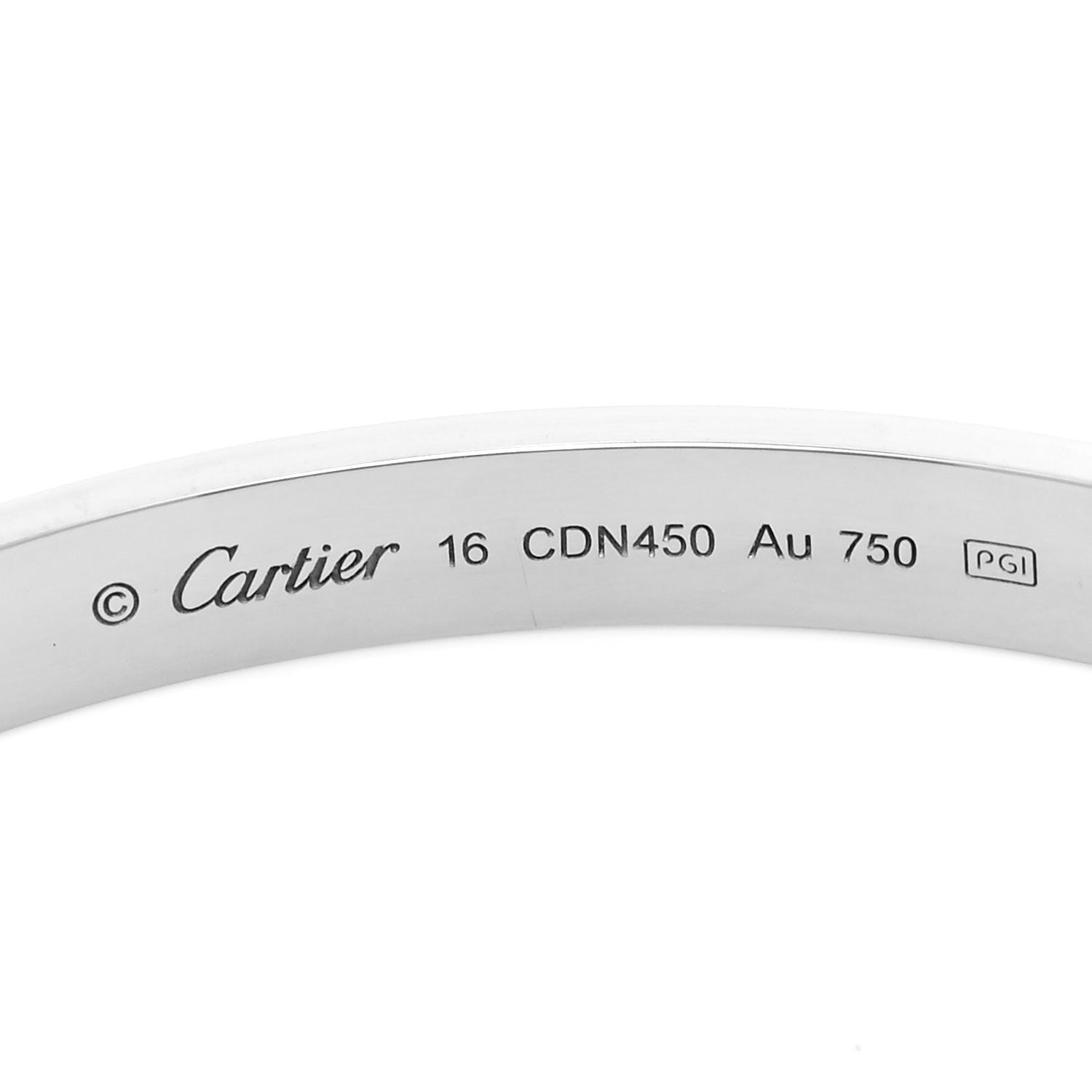 Cartier 18K White Gold LOVE Bracelet 16 4 of 6