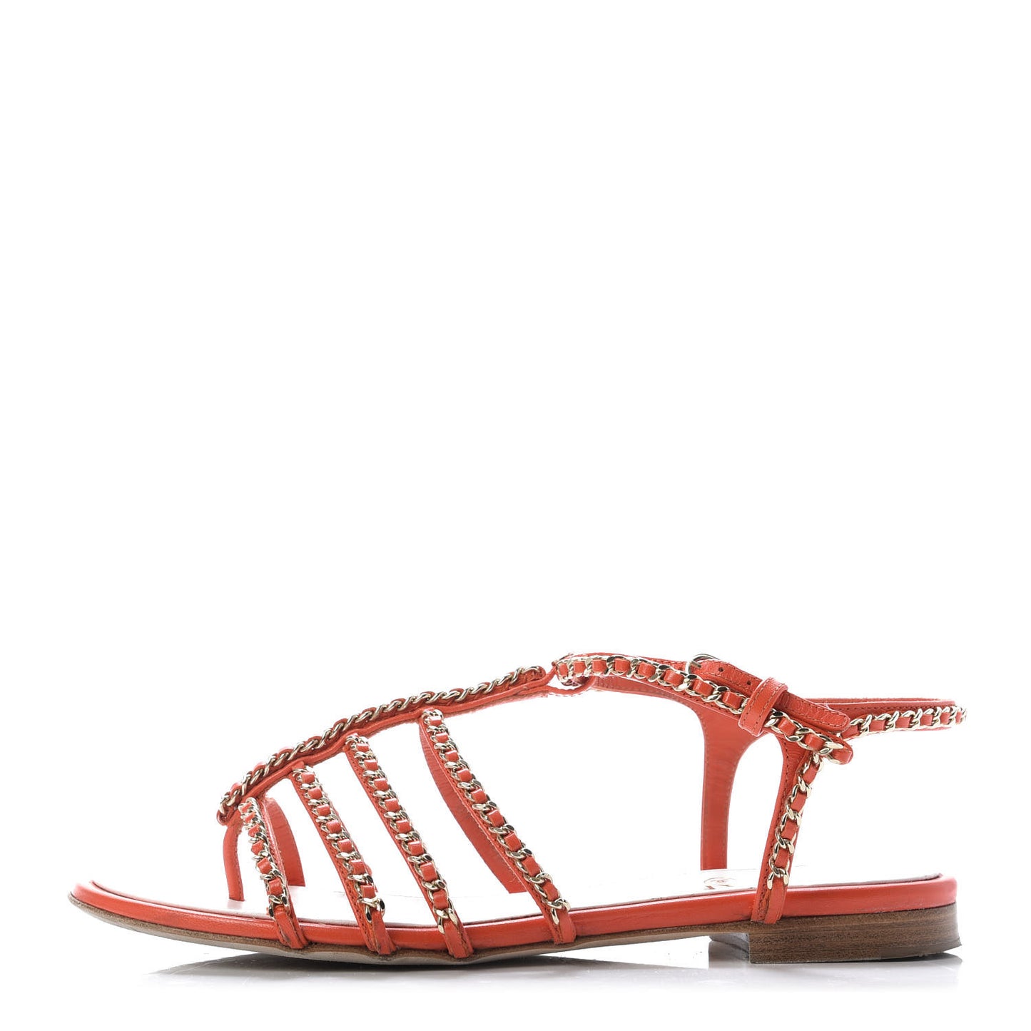 Kid Chain CC Logo Thong Sandals 39 Orange