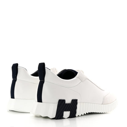 Hermes Goatskin Suede Mens Bouncing Sneakers 44 White 4 of 12