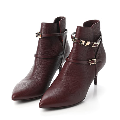 Valentino Garavani Grained Calfskin Double Buckle 65mm Ankle Boots 38 Rubin 3 of 8