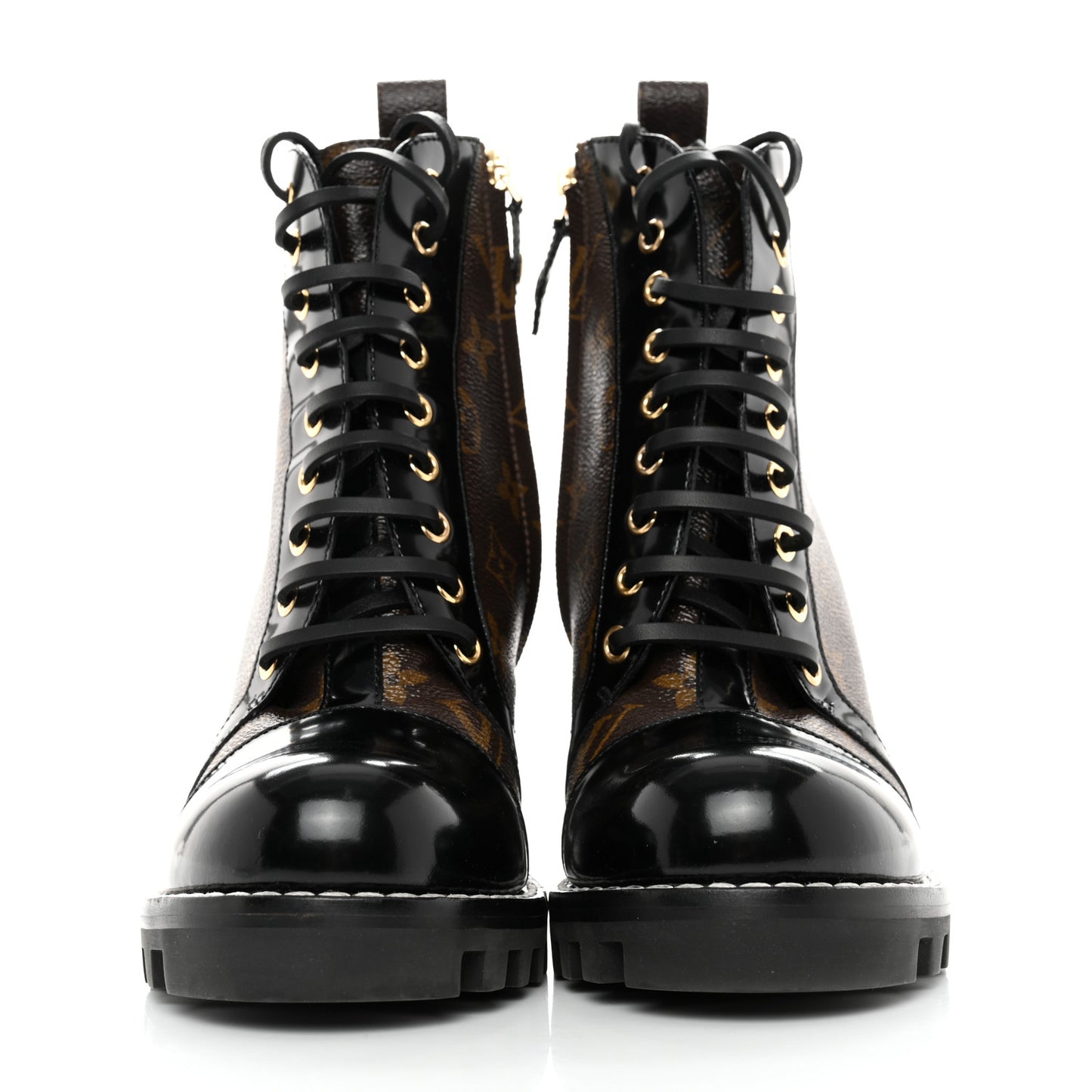 Patent Calfskin Monogram Star Trail Ankle Boots 38 Black