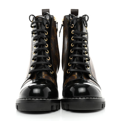 Louis Vuitton Patent Calfskin Monogram Star Trail Ankle Boots 38 Black 2 of 9